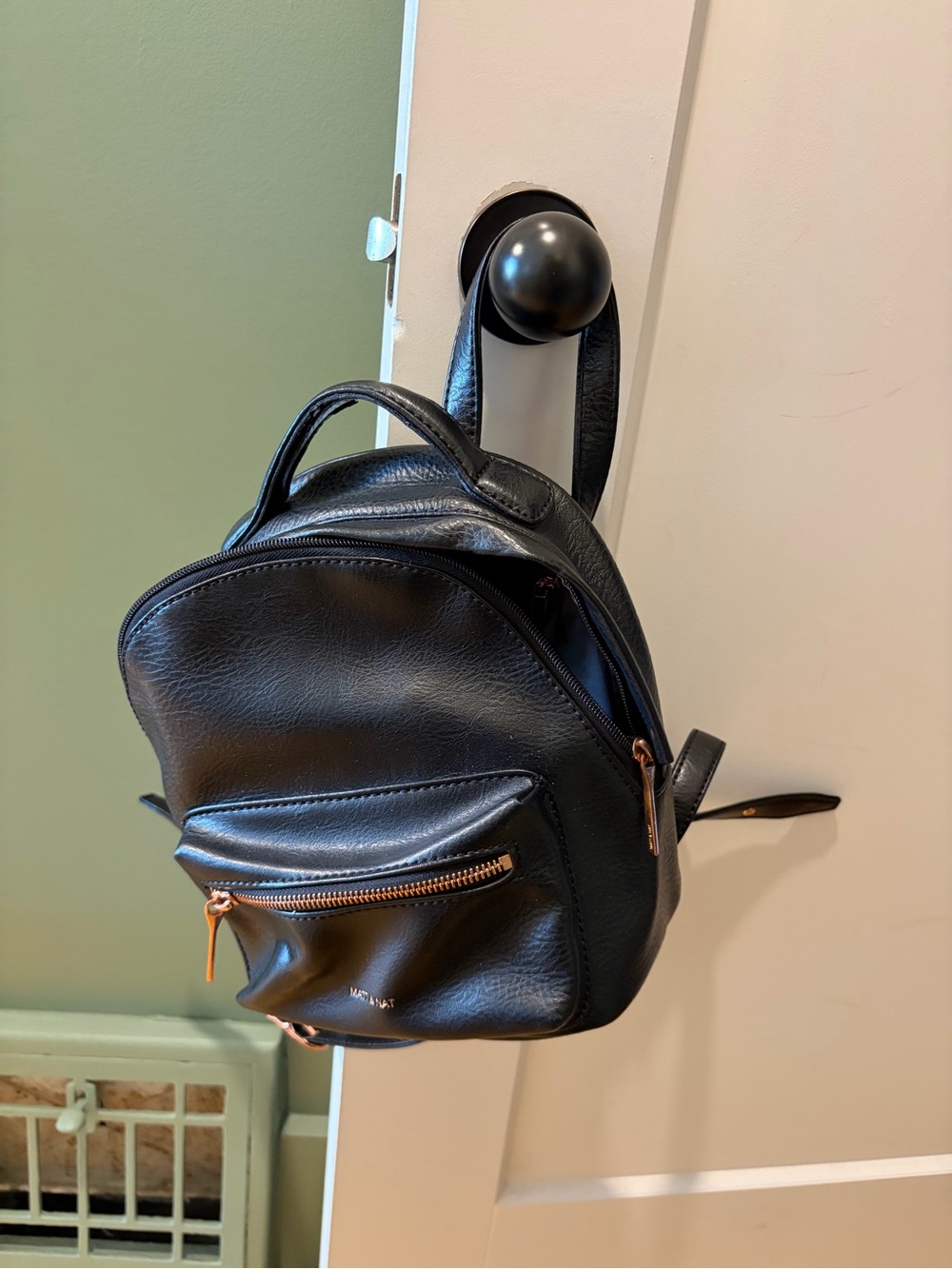 MATT & NAT Mini Leather Backpack - Black and rose gold